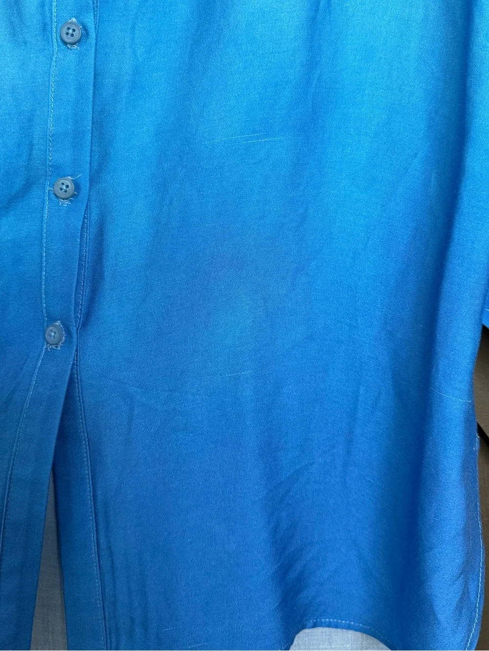 Maaji Larissa Button-Up Cover-Up Shirt in Blue Ombré, Size Small
